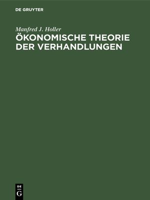 cover image of Ökonomische Theorie der Verhandlungen
